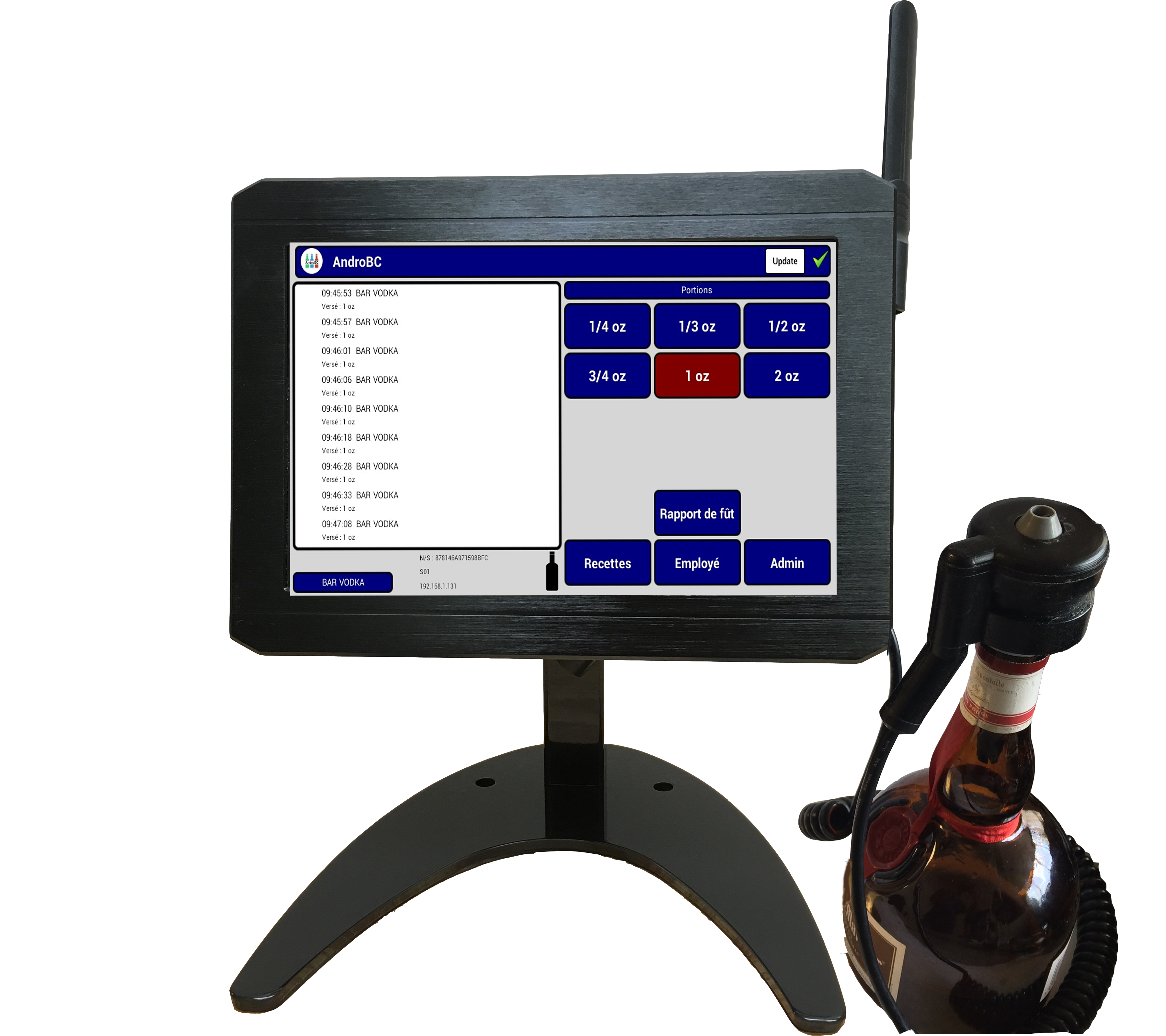 Controle de boisson sur tablette
